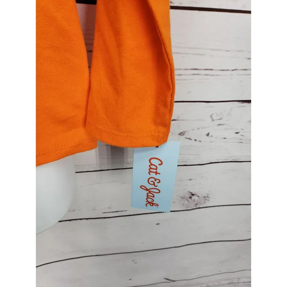 Cat & Jack Long sleeve‎ orange Shirt 4T Happy Halloween bats moon